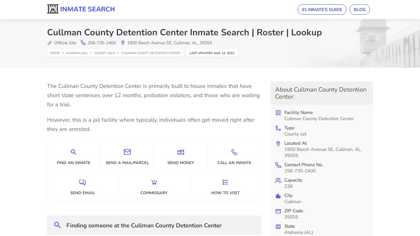 Cullman County Detention Center Inmate Search | Roster ...